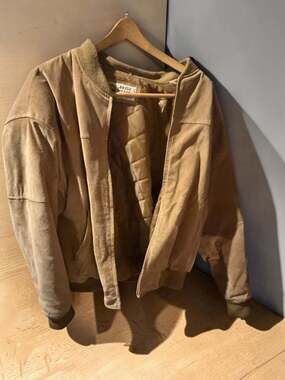 Basic Options Vintage 100% Leather Suede Bomber Jacket